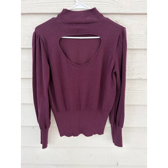 Skies Are Blue Burgundy Knit Top Size M Cutout Back - Picture 3 of 7